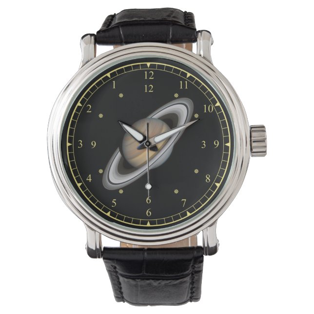 Zeitmaschine ~ Schöner Planet Saturn ~ Armbanduhr (Vorderseite)