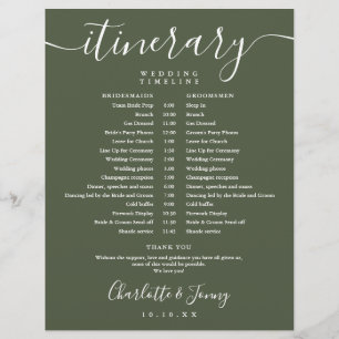 Zeitplan für die Hochzeitsplanung in Olivgrün