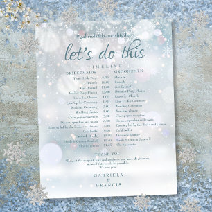 Zeitplan für die Winterhochzeit mit ersten Schneef