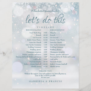 Zeitplan für die Winterhochzeit mit Schneeflocken