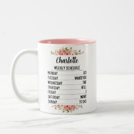 Zeitplan für die wöchentliche Pensionierung mit Pe Zweifarbige Tasse