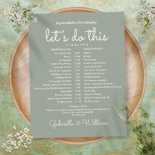 Zeitplan für eine moderne Hochzeit in Salbeigrün