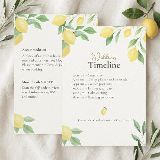 Zeitplan und Details Karte für die Hochzeit mit Zi