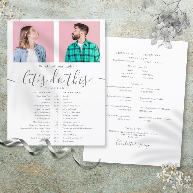 Zeitrahmen für Hochzeiten in einem eleganten Scrip (Elegant Script Photo Wedding Schedule Timeline)