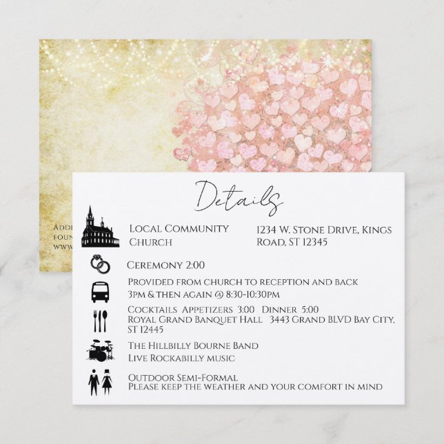 Zeitreihenfolge der Ereignisse Herzstück Leaf Tree Einladung (Vorne/Hinten)