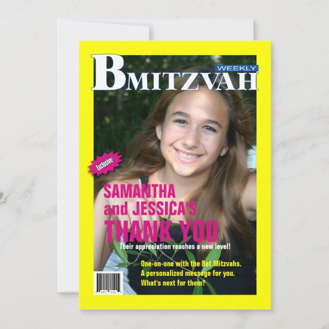 Zeitschrift B Mitzvah danken Ihnen zu kardieren, Dankeskarte (Vorderseite)