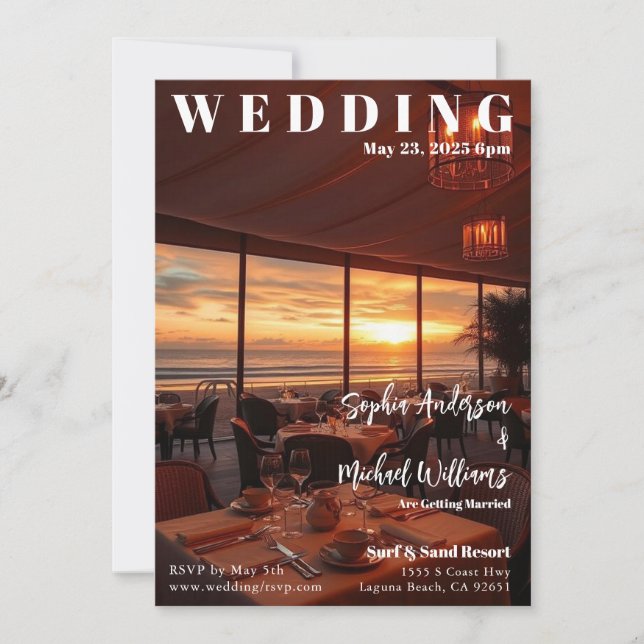Zeitschrift Cover Beach Wedding Einladung (Vorderseite)