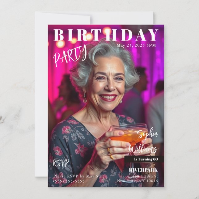 Zeitschrift Cover Birthday Einladung (Vorderseite)