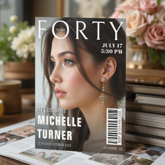Zeitschrift Cover Foto 40. Geburtstag Party Einladung