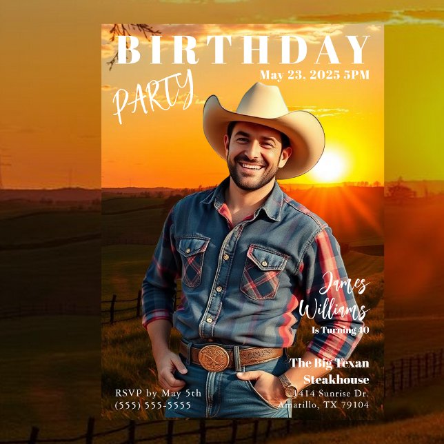 Zeitschrift Cover Land Geburtstag Einladung (Magazine Cover Country Birthday Invitation-For Men)