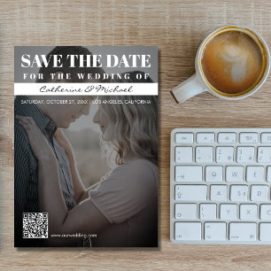 Zeitschrift Cover Trendy Dark Foto QR Code Wedding Save The Date