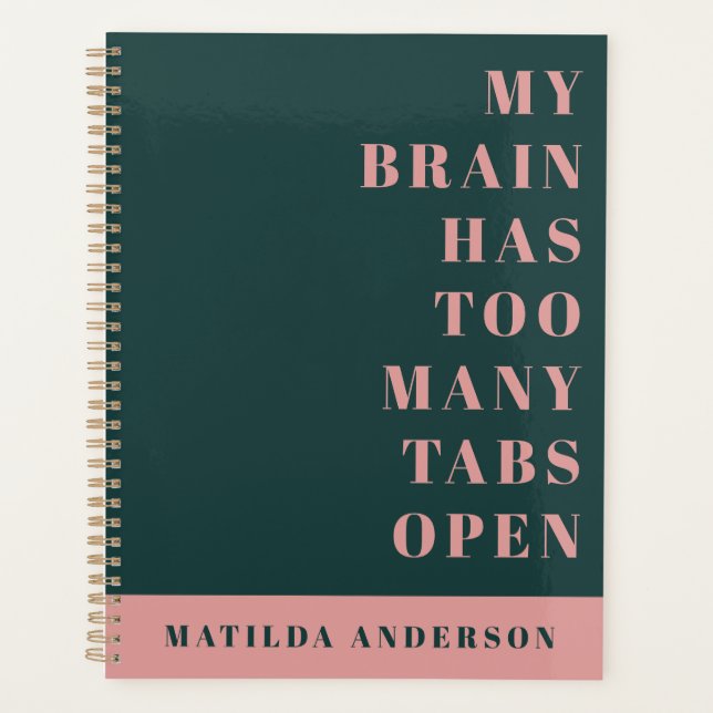 Zeitschrift mit minimaler grün-rosa Schrift Planer (Vorderseite)