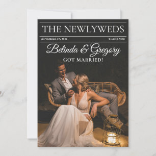 Zeitschrift Redaktion Zeitung Fotos Hochzeit Dankeskarte