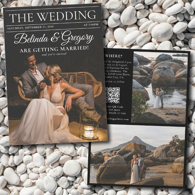 Zeitschrift Redaktion Zeitung Fotos Hochzeit Einladung (Magazine Editorial Newspaper Photos Wedding Invitation)