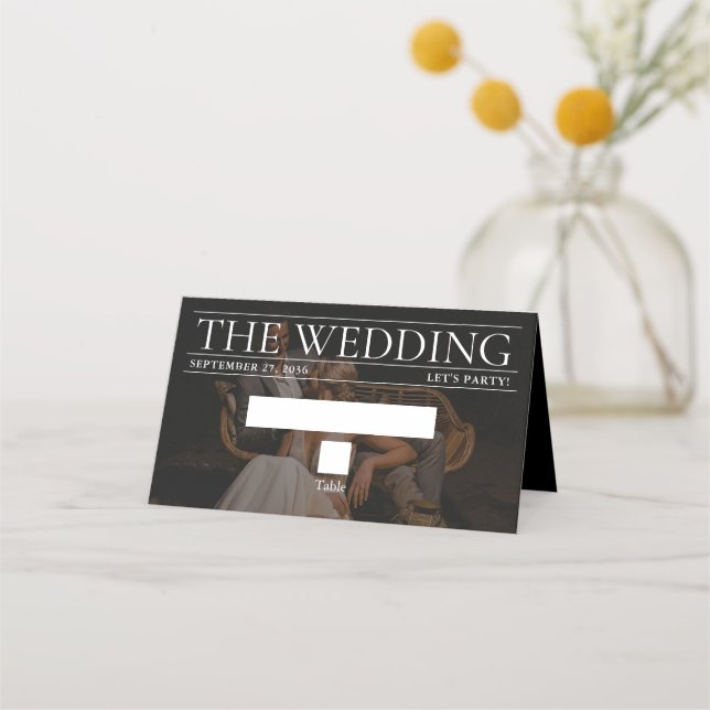 Zeitschrift Redaktion Zeitung Fotos Hochzeit Platzkarte (Vorderseite)