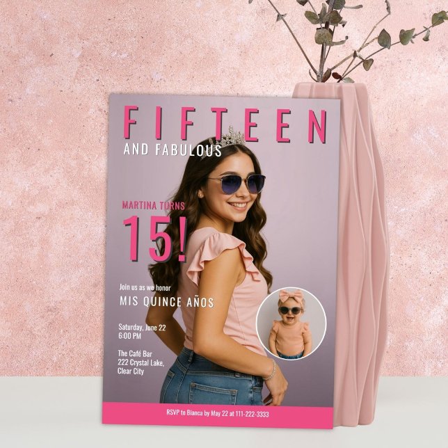 Zeitschrift Style Quinceañera | Pink Mis Quince Añ Einladung (Von Creator hochgeladen)