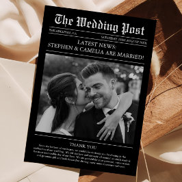 Zeitschrift Zeitung Hochzeitsszenario-Foto Dankeskarte