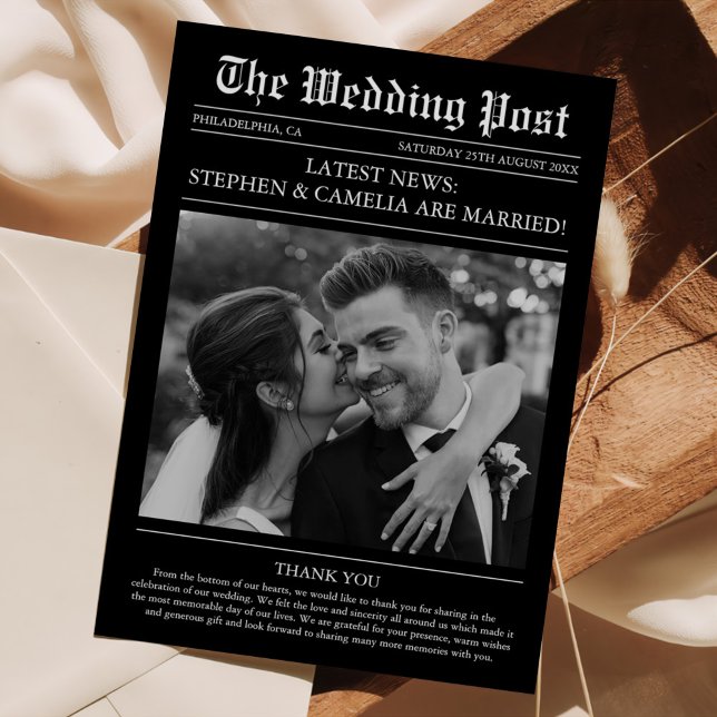 Zeitschrift Zeitung Hochzeitsszenario-Foto Dankeskarte (Von Creator hochgeladen)