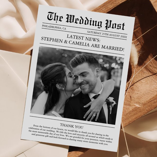 Zeitschrift Zeitung Hochzeitsszenario-Foto Dankeskarte (Von Creator hochgeladen)