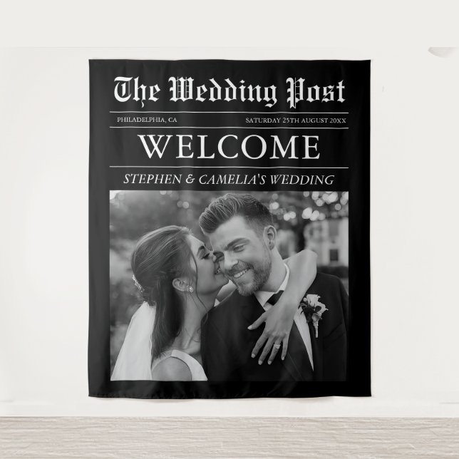 Zeitschrift Zeitung Hochzeitsszenario-Foto Wandteppich (Vorderseite)
