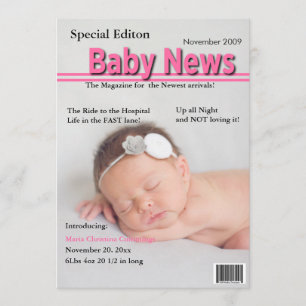 Zeitschrift zur Geburtsankündigung (Rosa) Ankündigung