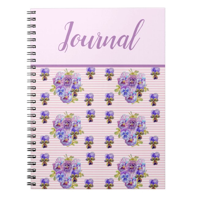 Zeitschriftenbuch Pansy Shabby Lila Vintag Notizblock (Vorderseite)