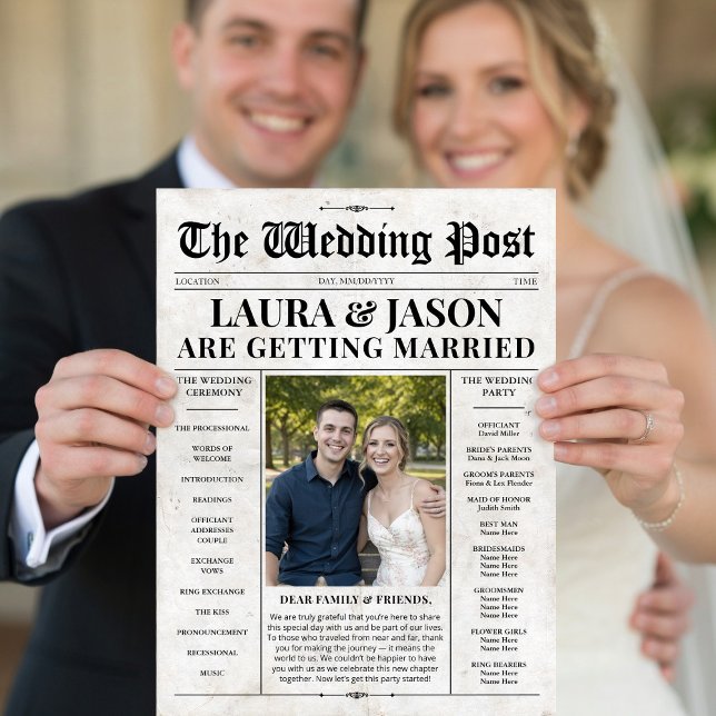 Zeitschriftenhochzeitprogramm Flyer (Newspaper Wedding Program with Timeline Flyer)