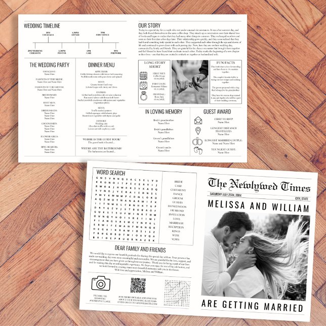 Zeitschriftenhochzeitprogramm - Infografik Karte (Newspaper Wedding Program Timeline Infographic)