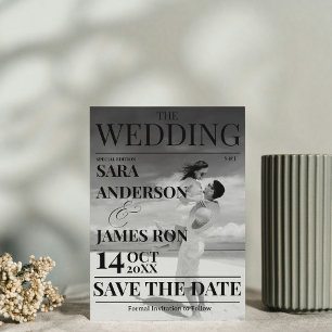 Zeitschriftenzeitschrift Hochzeit retten Datum Einladung