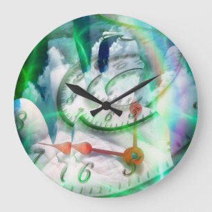 Zeitspirale in der Hand des Menschen Große Wanduhr