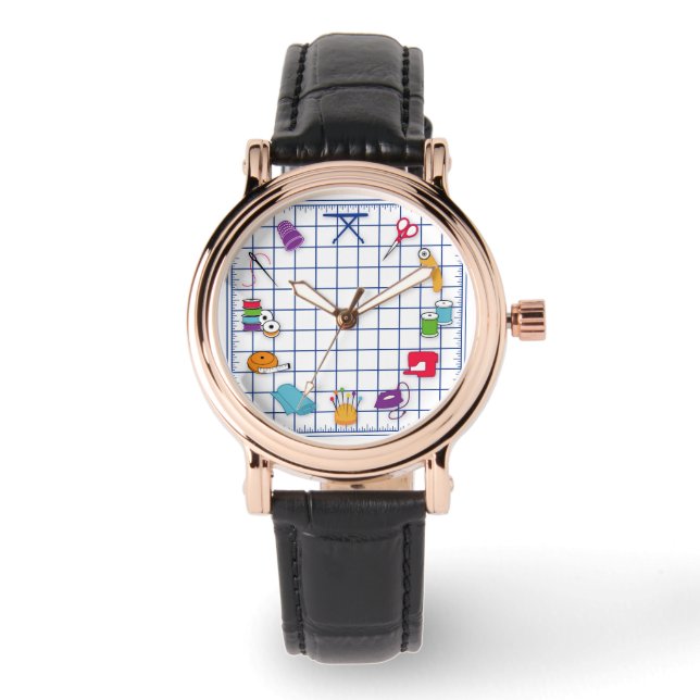 Zeitüberwachung für Quilt und Nähen Armbanduhr (Vorderseite)