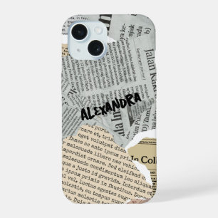 Zeitung Collage Phone Case iPhone 15 Hülle