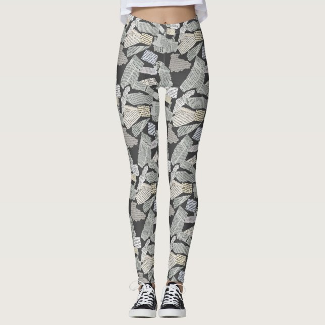 Zeitung Cutting Muster 01x4.b DGrey Leggings (Vorderseite)