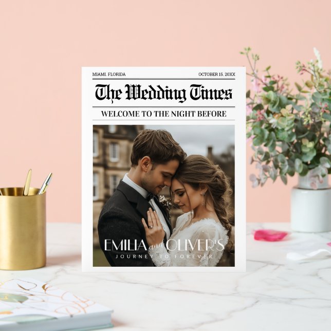 Zeitung die Nacht vor Hochzeit Begrüßungszeichen Acrylschild (Hochzeit)