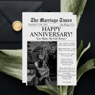 Zeitung Einzigartig Lustiges Foto Hochzeit Jubiläu Karte