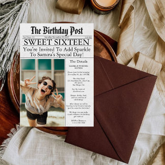 Zeitung Einzigartiger Spaß 16 . Geburtstag Geburts Einladung