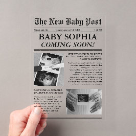 Zeitung Einzigartiges Foto Ästhetische Babydusche Acryleinladungen