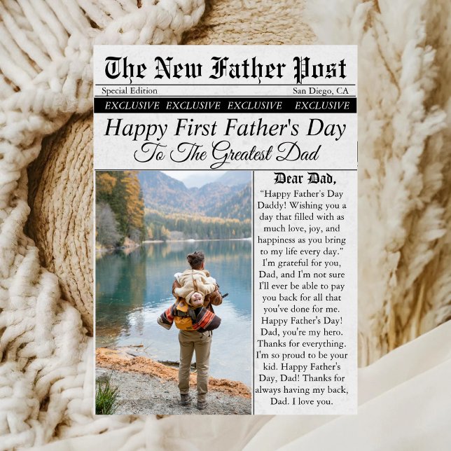 Zeitung Einzigartiges Foto Erster Vatertag Karte (Von Creator hochgeladen)