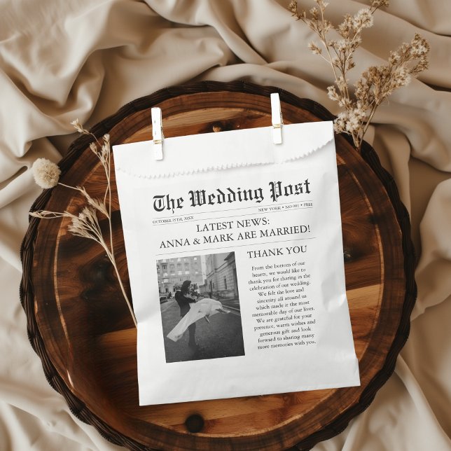 Zeitung Einzigartiges Foto Hochzeit Geschenktütchen (newspaper wedding favor bags)
