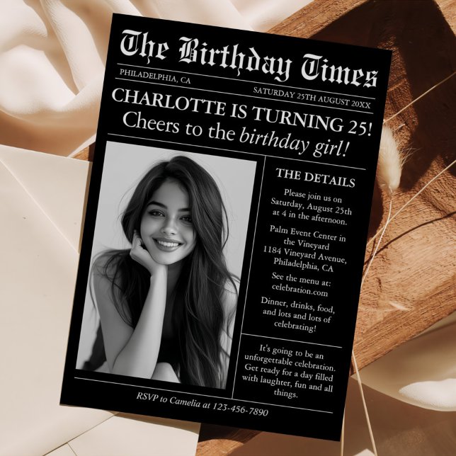 Zeitung Einziges Foto 25. Geburtstag Einladung (Von Creator hochgeladen)