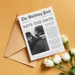 Zeitung Einziges Foto Funny Save the Date Magnet<br><div class="desc">Ankündigen Sie Ihre Hochzeit mit diesen niedlichen und einzigartigen Zeitungen Save the Date Magnetkarten.</div>