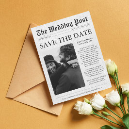 Zeitung Einziges Foto Funny Save the Date Magnet