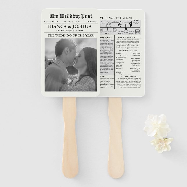 Zeitung Einziges Foto Hochzeitsfeier Timeline Fächer (Vorne und Hinten)