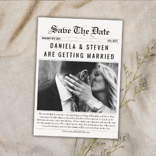 Zeitung Elegante Hochzeitsfoto Save The Date