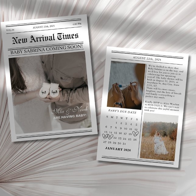 Zeitung Foto Babydusche Einladung (Von Creator hochgeladen)