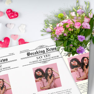 Zeitung Foto Trauzeugin oder Bridesmaid Geschenkpapier Set
