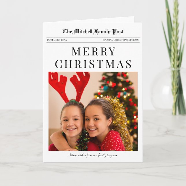 Zeitung Frohe Weihnachtskarte Feiertagskarte (Vorderseite)