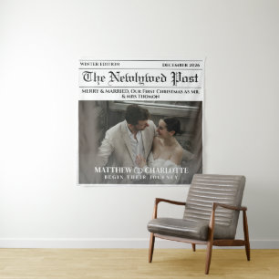 Zeitung Fröhlich und Verheiratet Foto Wandteppich