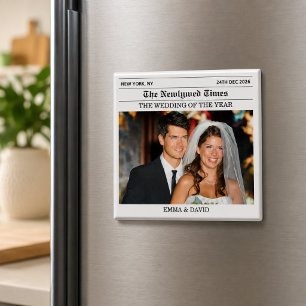 Zeitung für Frischvermählte Ehepaare Hochzeitsfoto Magnet