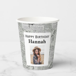 Zeitung Happy Birthday Foto Pappbecher